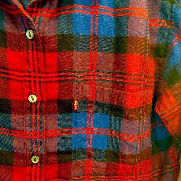 Levi’s Red/Blue Soft Plaid Button Down Flannel Small - Picture 5 of 7